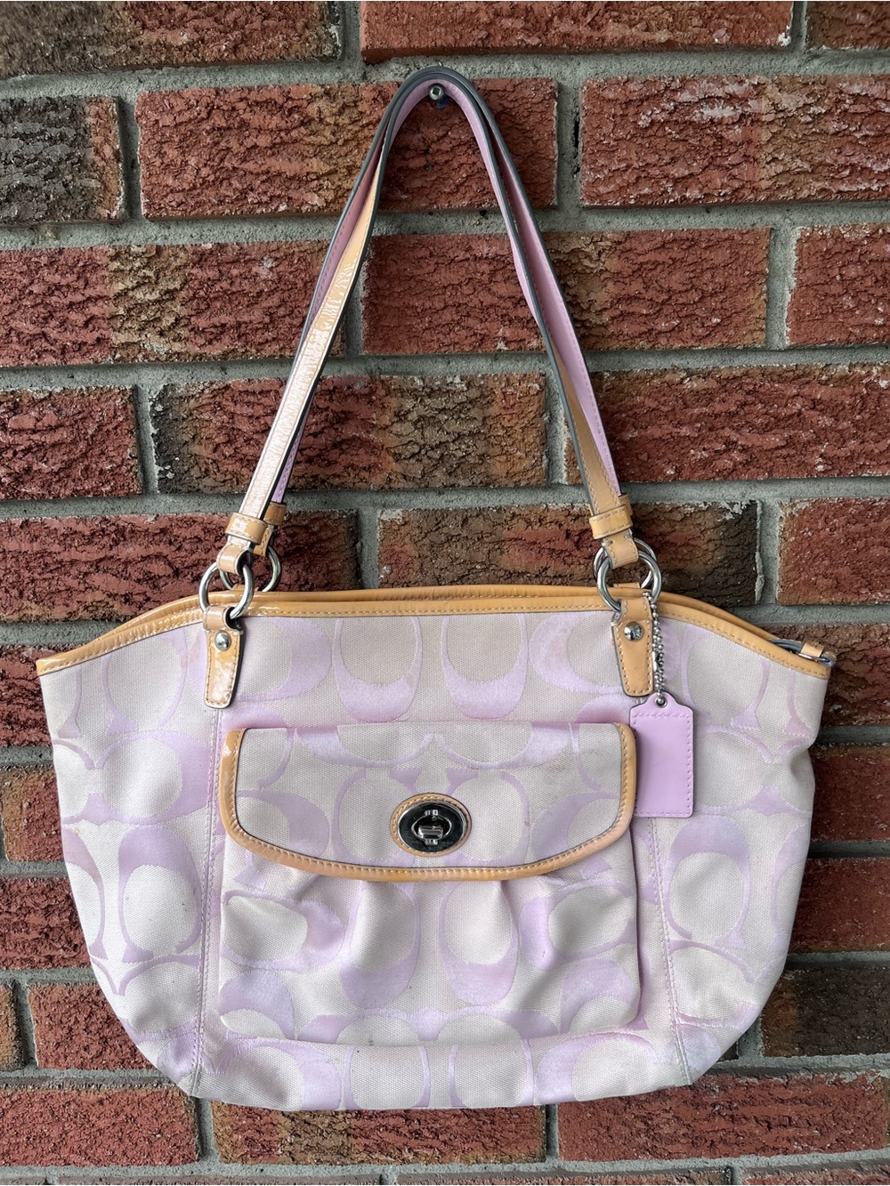 Coach Light Pink Signature Canvas Shoulder Bag
